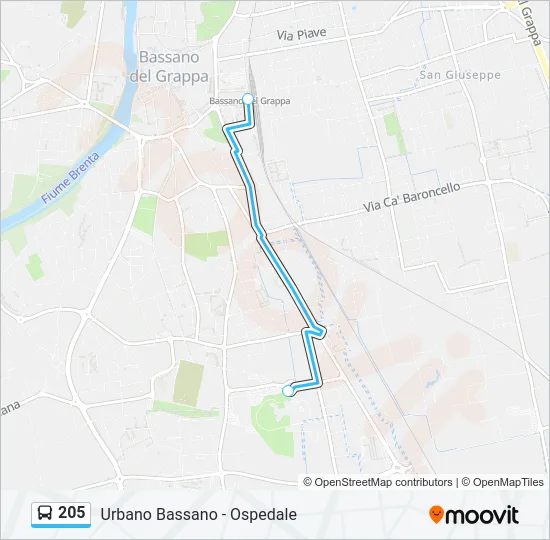 205 Bus Line Map