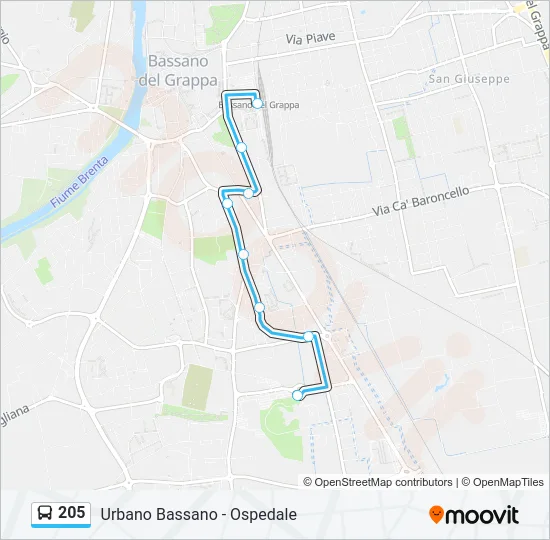 205 Bus Line Map