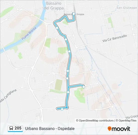205 Bus Line Map