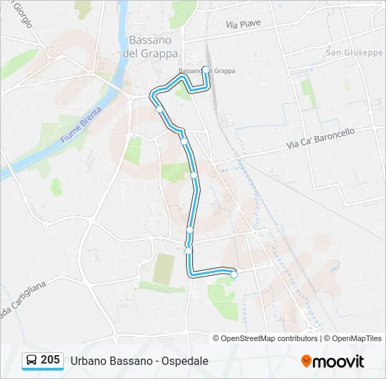 205 Bus Line Map
