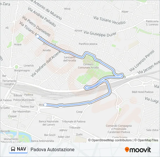 Percorso linea bus NAV