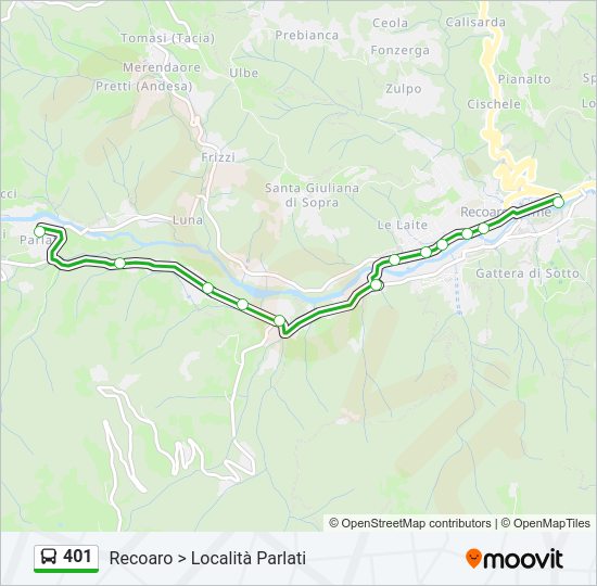 Percorso linea bus 401