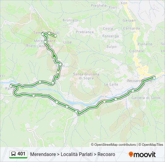 Percorso linea bus 401