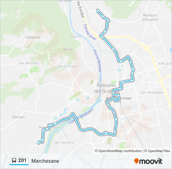 201 Bus Line Map