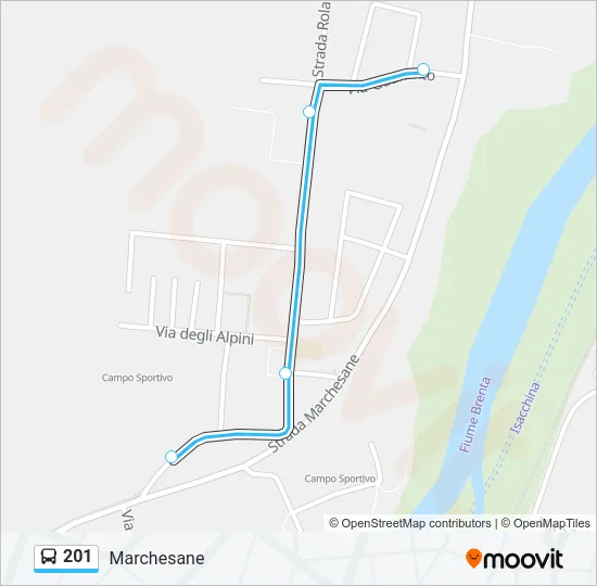 201 Bus Line Map