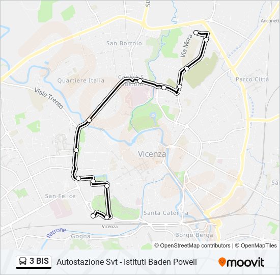 Percorso linea bus 3 BIS