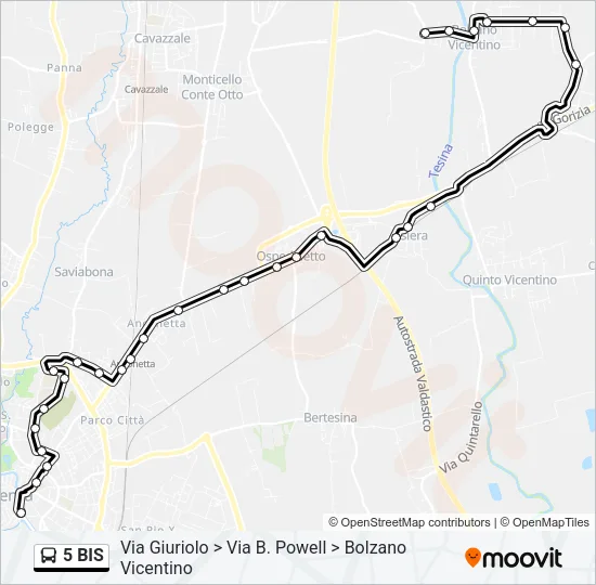 5 BIS Bus Line Map