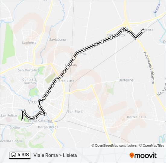 Percorso linea bus 5 BIS