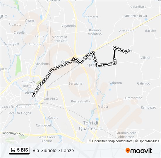 Percorso linea bus 5 BIS