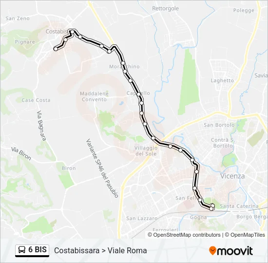 Percorso linea bus 6 BIS