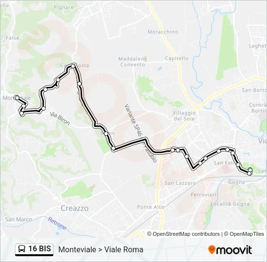16 BIS Bus Line Map