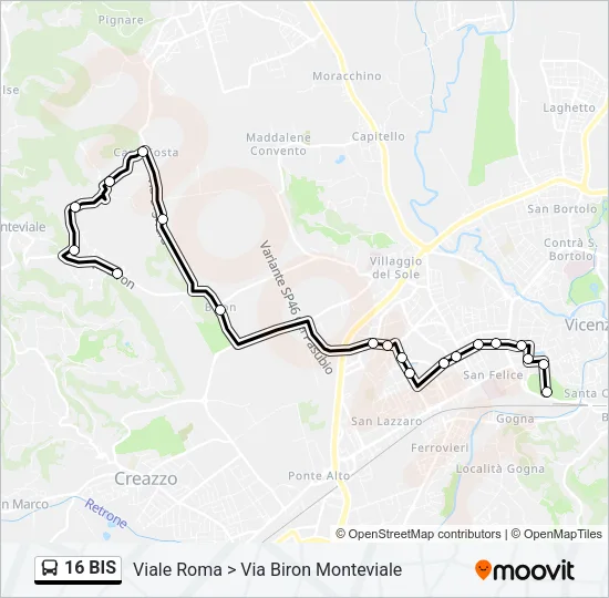 16 BIS Bus Line Map