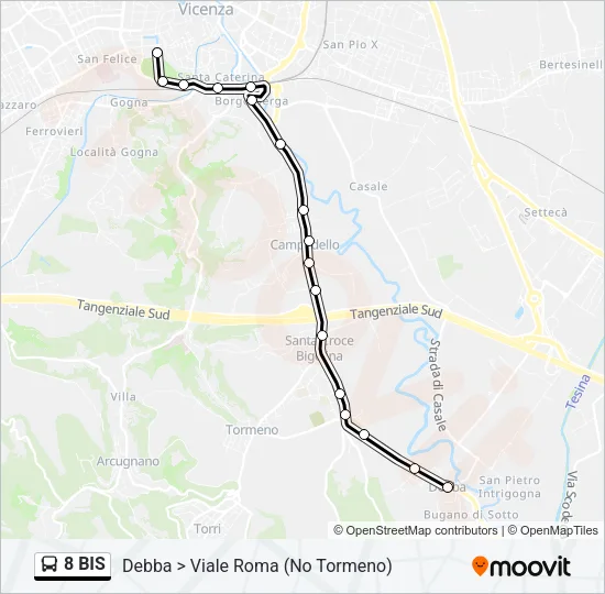 8 BIS Bus Line Map