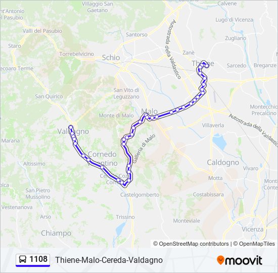 Percorso linea bus 1108