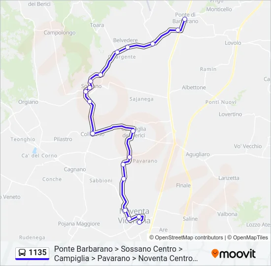 1135 Bus Line Map