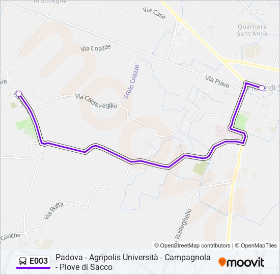 E003 bus Line Map