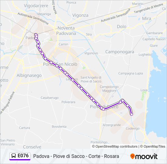 Percorso linea bus E076
