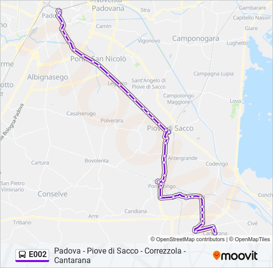 E002 bus Line Map