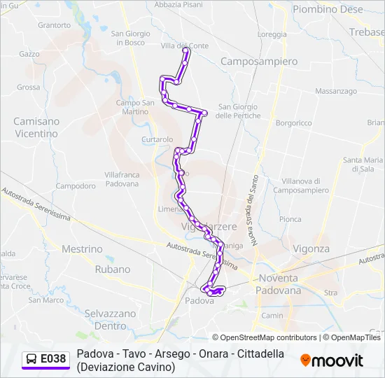 E038 Bus Line Map
