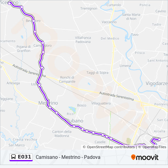 E031 bus Line Map