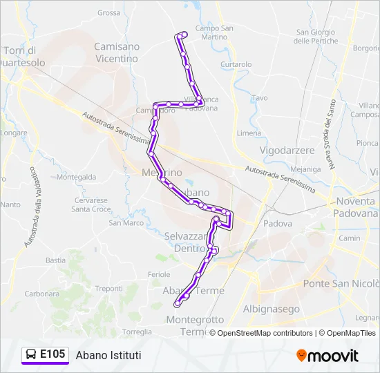 E105 Bus Line Map
