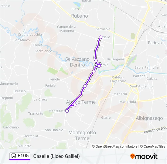 E105 Bus Line Map