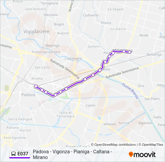 E037 Bus Line Map