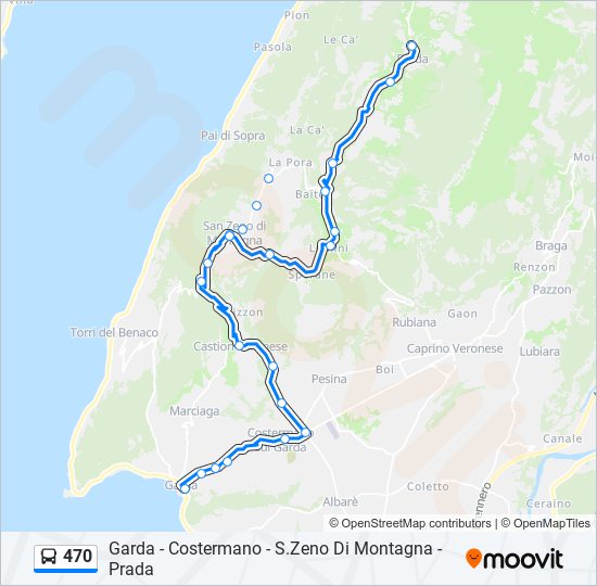 Percorso linea bus 470