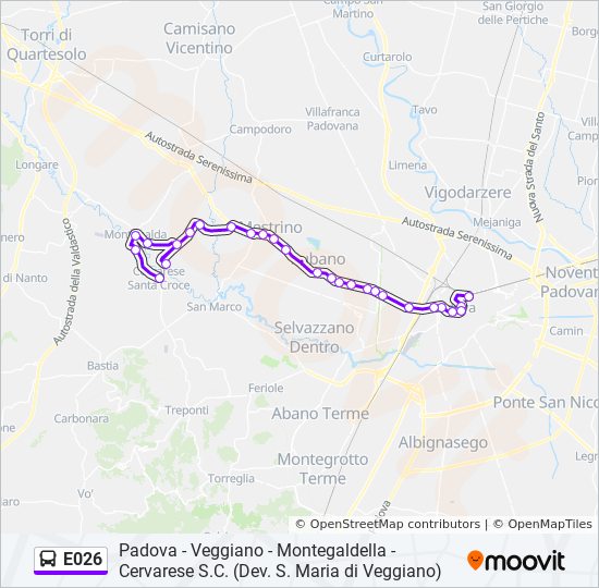 Percorso linea bus E026