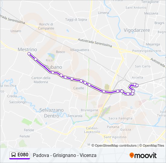 E080 bus Line Map