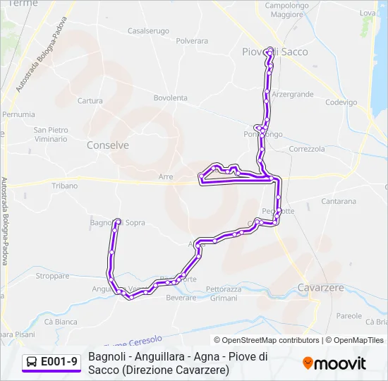 E001-9 Bus Line Map