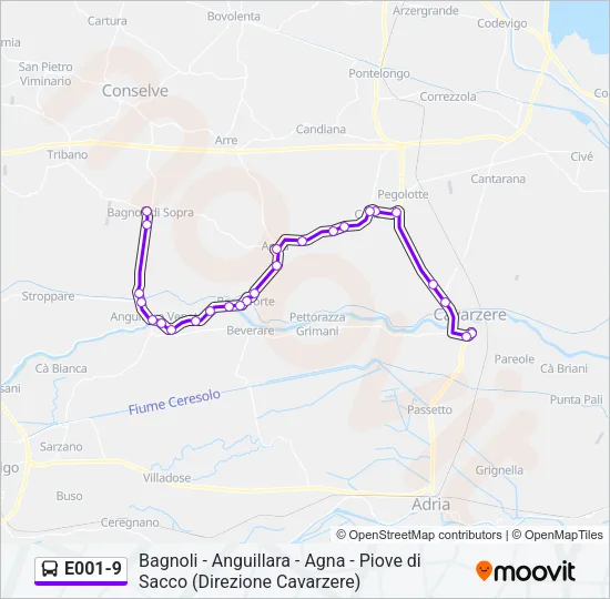 E001-9 Bus Line Map