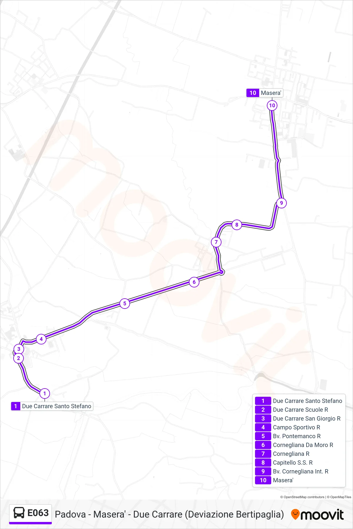 Linea E063  bus (Masera') - Percorsi e fermate sulla mappa