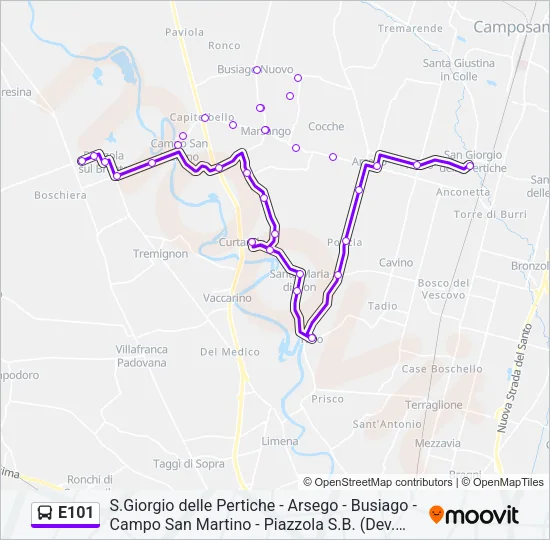 E101 Bus Line Map