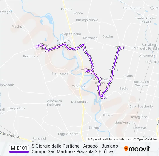 E101 Bus Line Map