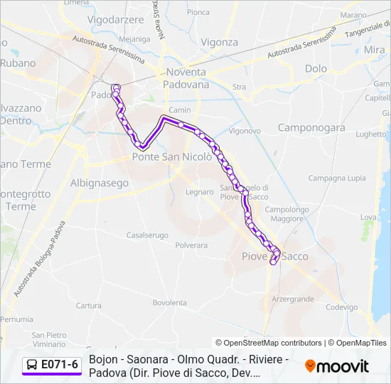Percorso linea bus E071-6
