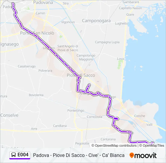Percorso linea bus E004