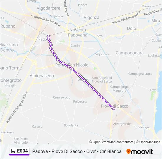 Percorso linea bus E004