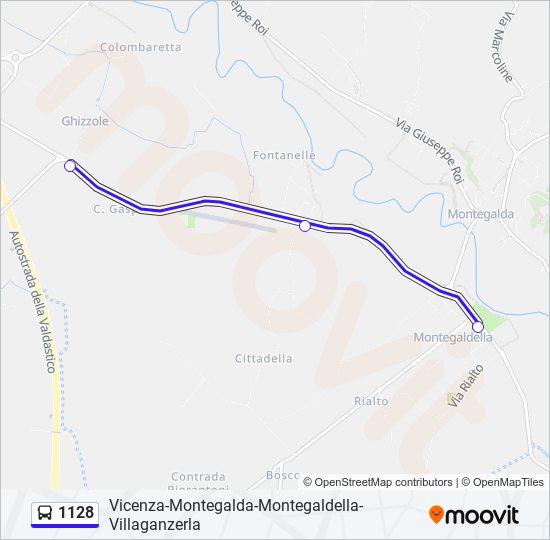 Percorso linea bus 1128