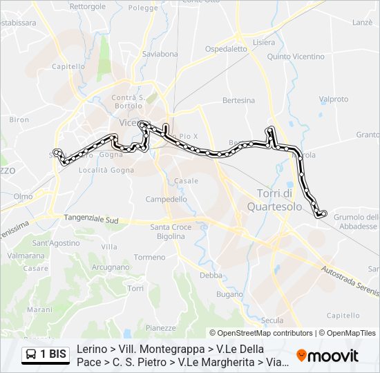 1 BIS Bus Line Map