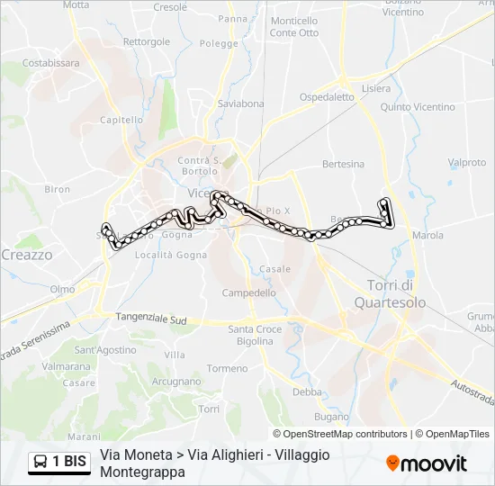 1 BIS Bus Line Map