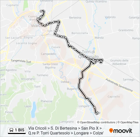 1 BIS Bus Line Map