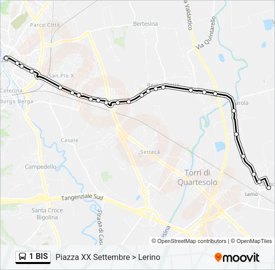 Percorso linea bus 1 BIS