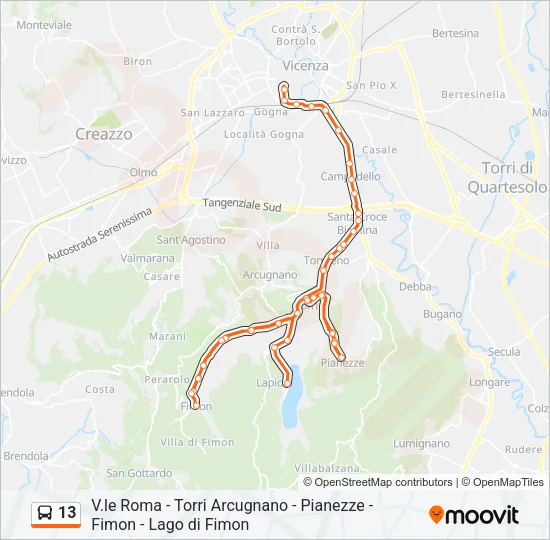 13 Bus Line Map