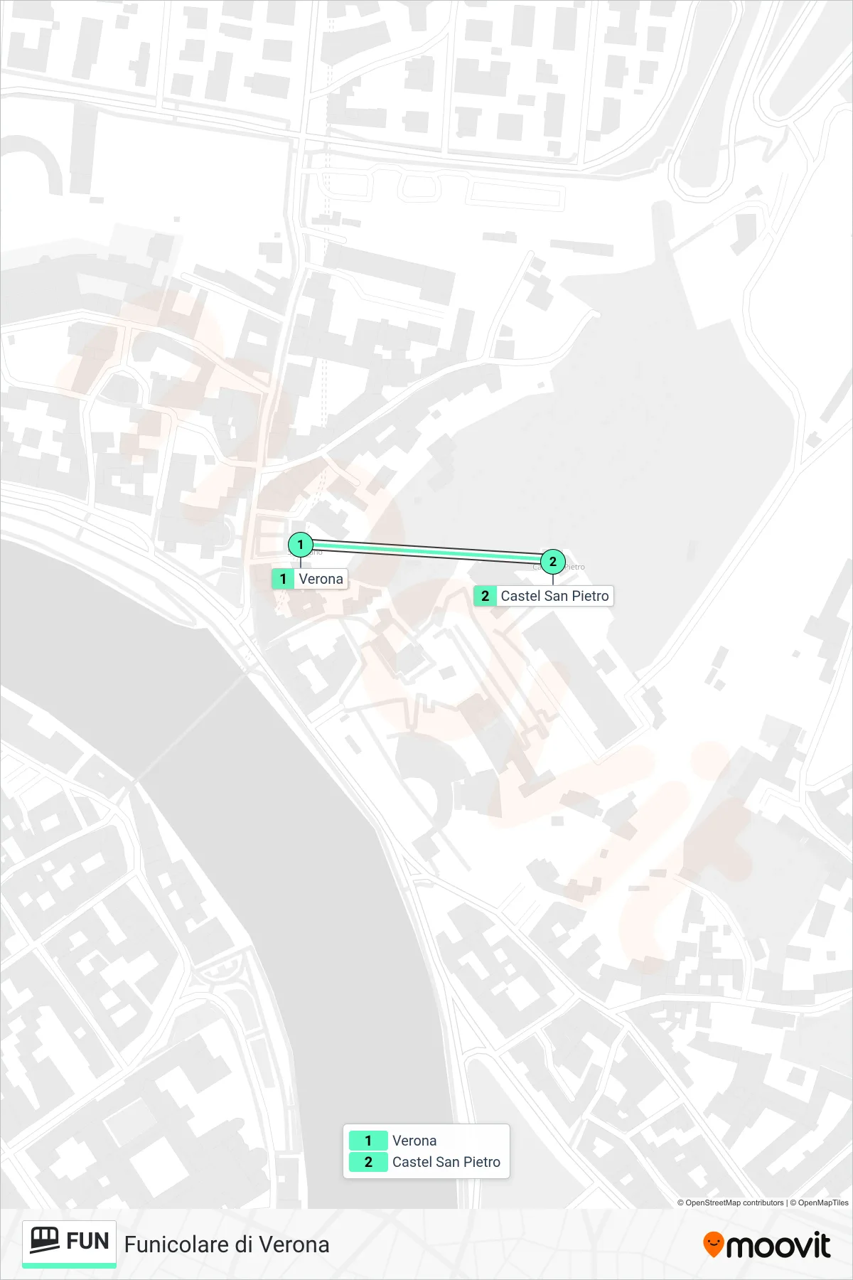 Linea FUN  funicolare (Castel S. Pietro) - Percorsi e fermate sulla mappa