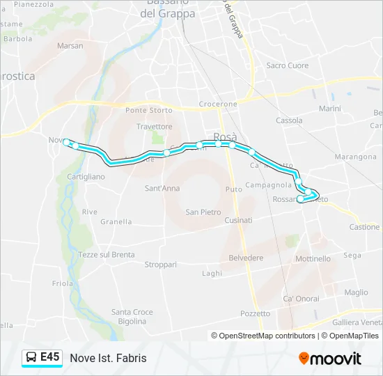 E45 Bus Line Map