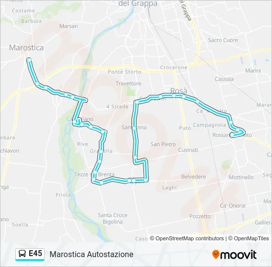 E45 Bus Line Map