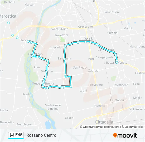 E45 Bus Line Map