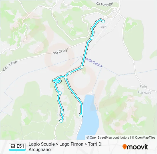 Percorso linea bus E51