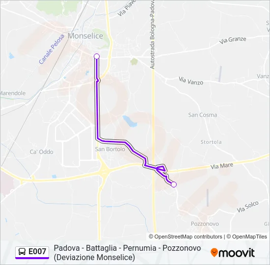 E007 Bus Line Map